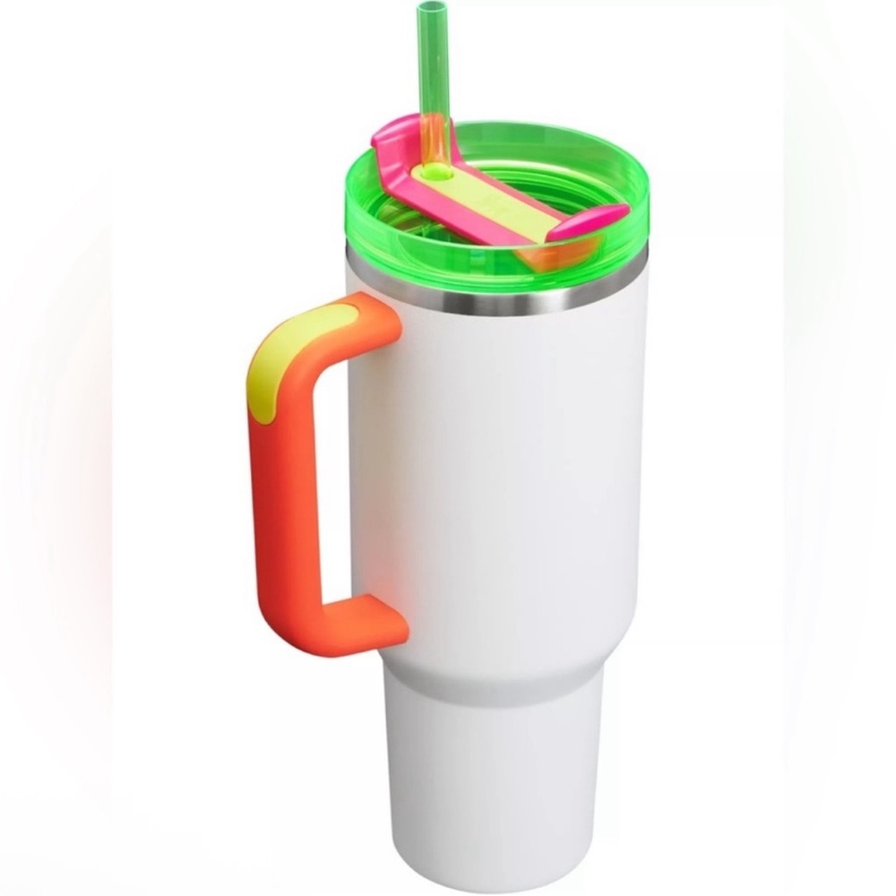 🎉LAST PIECE🎉 Stanley 40oz. Quencher H2.0 FlowState Tumbler White Neon - Picture 3 of 7